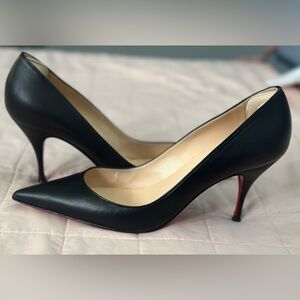 Christian Louboutin Black Leather Heels with Red Soles